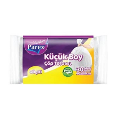 Parex Güçlü Çöp Torbası Küçük Boy 40 cm x 50 cm Şeffaf Tek Rulo